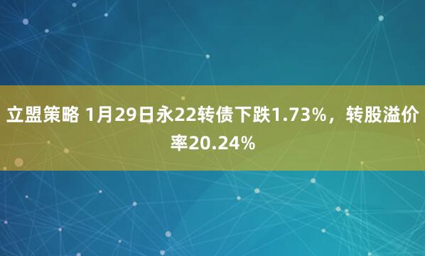 立盟策略 1月29日永22转债下跌1.73%，转股溢价率20.24%