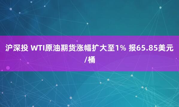 沪深投 WTI原油期货涨幅扩大至1% 报65.85美元/桶