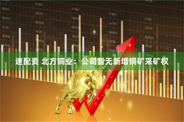 速配资 北方铜业:公司暂无新增铜矿采矿权