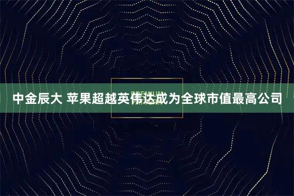 中金辰大 苹果超越英伟达成为全球市值最高公司